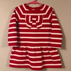 Red white striped toddler dress